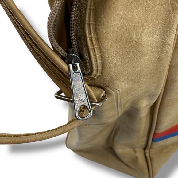 Vintage United Airlines Vinyl Carryon Stewardess Bag Tote Flight Beige Tan NOS - Picture 9 of 10